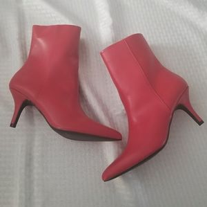Red Leather Stilletto Bootie